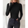 image:imageBTFBM Turtleneck Tops for Women Thumbhole Long Sleeve Shirts  Lightweight Fleece Lining Casual Basic Layering Top Slim Fit Stretch Winter Thermal Underwear 2026 Fall Fashion ClothingBlack