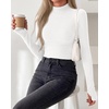 image:imageBTFBM Turtleneck Tops for Women Thumbhole Long Sleeve Shirts  Lightweight Fleece Lining Casual Basic Layering Top Slim Fit Stretch Winter Thermal Underwear 2026 Fall Fashion ClothingWhite