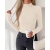 image:imageBTFBM Turtleneck Tops for Women Thumbhole Long Sleeve Shirts  Lightweight Fleece Lining Casual Basic Layering Top Slim Fit Stretch Winter Thermal Underwear 2026 Fall Fashion ClothingBeige