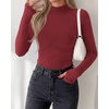 image:imageBTFBM Turtleneck Tops for Women Thumbhole Long Sleeve Shirts  Lightweight Fleece Lining Casual Basic Layering Top Slim Fit Stretch Winter Thermal Underwear 2026 Fall Fashion ClothingRed
