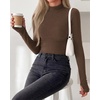 image:imageBTFBM Turtleneck Tops for Women Thumbhole Long Sleeve Shirts  Lightweight Fleece Lining Casual Basic Layering Top Slim Fit Stretch Winter Thermal Underwear 2026 Fall Fashion ClothingBrown