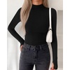 image:imageBTFBM Turtleneck Tops for Women Thumbhole Long Sleeve Shirts  Lightweight Fleece Lining Casual Basic Layering Top Slim Fit Stretch Winter Thermal Underwear 2026 Fall Fashion ClothingBlack