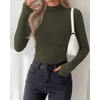 image:imageBTFBM Turtleneck Tops for Women Thumbhole Long Sleeve Shirts  Lightweight Fleece Lining Casual Basic Layering Top Slim Fit Stretch Winter Thermal Underwear 2026 Fall Fashion ClothingArmy Green