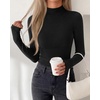 image:imageBTFBM Turtleneck Tops for Women Thumbhole Long Sleeve Shirts  Lightweight Fleece Lining Casual Basic Layering Top Slim Fit Stretch Winter Thermal Underwear 2026 Fall Fashion ClothingBlack
