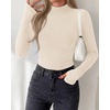 image:imageBTFBM Turtleneck Tops for Women Thumbhole Long Sleeve Shirts  Lightweight Fleece Lining Casual Basic Layering Top Slim Fit Stretch Winter Thermal Underwear 2026 Fall Fashion ClothingBeige