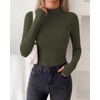 image:imageBTFBM Turtleneck Tops for Women Thumbhole Long Sleeve Shirts  Lightweight Fleece Lining Casual Basic Layering Top Slim Fit Stretch Winter Thermal Underwear 2026 Fall Fashion ClothingArmy Green