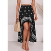 image:imageBTFBM Women 2026 Spring Summer Long Skirts Dress Boho Floral Elastic Waist Split Ruffle High Low Beach Maxi Skirt ClothesXblack