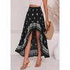 image:imageBTFBM Women 2026 Spring Summer Long Skirts Dress Boho Floral Elastic Waist Split Ruffle High Low Beach Maxi Skirt ClothesXblack