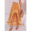 image:imageBTFBM Women 2026 Spring Summer Long Skirts Dress Boho Floral Elastic Waist Split Ruffle High Low Beach Maxi Skirt ClothesXbrown Orange