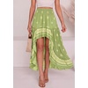image:imageBTFBM Women 2026 Spring Summer Long Skirts Dress Boho Floral Elastic Waist Split Ruffle High Low Beach Maxi Skirt ClothesXlight Green