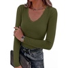 image:imageBTFBM Lace Deep V Neck Long Sleeve Shirts for Women Fitted Going Out Tops Night Out Outfits Fall Fashion Clothing 2026Army Green