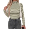 image:imageBTFBM Long Sleeve Shirts for Women Turtleneck Striped Shirt Lightweight Basic Thermal Underwear Tops 2026 Fall FashionArmy Green White