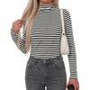 image:imageBTFBM Long Sleeve Shirts for Women Turtleneck Striped Shirt Lightweight Basic Thermal Underwear Tops 2026 Fall FashionBlack White