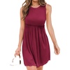 image:imageBTFBM Summer Dresses for Women 2026 Spring Clothes Sleeveless Crewneck Beach Vacation Outfits Mini Flowy Sun DressSolid Wine Red