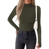 image:imageBTFBM Turtleneck Tops for Women Thumbhole Long Sleeve Shirts  Lightweight Fleece Lining Casual Basic Layering Top Slim Fit Stretch Winter Thermal Underwear 2026 Fall Fashion ClothingArmy Green