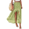 image:imageBTFBM Women 2026 Spring Summer Long Skirts Dress Boho Floral Elastic Waist Split Ruffle High Low Beach Maxi Skirt ClothesXlight Green
