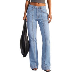 image:imageBTFBM Straight Leg Jeans for Women Stretchy Curve Appeal Pants  Front Seam Little Flare Bootcut Jean High Waisted Denim Pockets Travel Airport Outfits 2026 Trendy Fall Fashion ClothingLight Blue