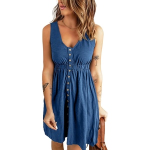 image:imageBTFBM Summer Dresses for Women 2026 Spring Clothes Sleeveless Crewneck Beach Vacation Outfits Mini Flowy Sun DressButtons Royal Blue