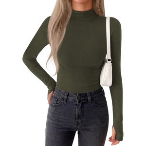 image:imageBTFBM Turtleneck Tops for Women Thumbhole Long Sleeve Shirts  Lightweight Fleece Lining Casual Basic Layering Top Slim Fit Stretch Winter Thermal Underwear 2026 Fall Fashion ClothingArmy Green