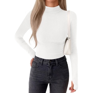 image:imageBTFBM Turtleneck Tops for Women Thumbhole Long Sleeve Shirts  Lightweight Fleece Lining Casual Basic Layering Top Slim Fit Stretch Winter Thermal Underwear 2026 Fall Fashion ClothingWhite