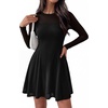 image:imageBTFBM Womens Mini Dress Sheer Mesh Long Sleeve Flowy A Line Casual Cocktail Party Going Out Dresses 2026 Fall FashionBlack