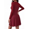 image:imageBTFBM Womens Mini Dress Sheer Mesh Long Sleeve Flowy A Line Casual Cocktail Party Going Out Dresses 2026 Fall FashionBurgundy