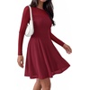 image:imageBTFBM Womens Mini Dress Sheer Mesh Long Sleeve Flowy A Line Casual Cocktail Party Going Out Dresses 2026 Fall FashionBurgundy
