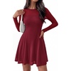 image:imageBTFBM Womens Mini Dress Sheer Mesh Long Sleeve Flowy A Line Casual Cocktail Party Going Out Dresses 2026 Fall FashionBurgundy