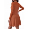 image:imageBTFBM Womens Mini Dress Sheer Mesh Long Sleeve Flowy A Line Casual Cocktail Party Going Out Dresses 2026 Fall FashionCaramel