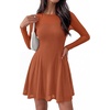 image:imageBTFBM Womens Mini Dress Sheer Mesh Long Sleeve Flowy A Line Casual Cocktail Party Going Out Dresses 2026 Fall FashionCaramel