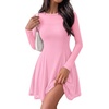 image:imageBTFBM Womens Mini Dress Sheer Mesh Long Sleeve Flowy A Line Casual Cocktail Party Going Out Dresses 2026 Fall FashionPink