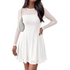 image:imageBTFBM Womens Mini Dress Sheer Mesh Long Sleeve Flowy A Line Casual Cocktail Party Going Out Dresses 2026 Fall FashionWhite