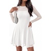 image:imageBTFBM Womens Mini Dress Sheer Mesh Long Sleeve Flowy A Line Casual Cocktail Party Going Out Dresses 2026 Fall FashionWhite