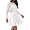 image:imageBTFBM Womens Mini Dress Sheer Mesh Long Sleeve Flowy A Line Casual Cocktail Party Going Out Dresses 2026 Fall FashionWhite
