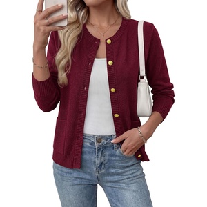image:imageBTFBM Cardigan Sweaters for Women 2026 Fall Clothes Long Sleeve Button Down Open Front Soft Knit Lightweight SweaterBurgundy