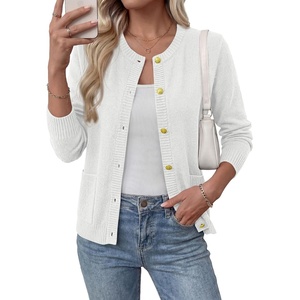 image:imageBTFBM Cardigan Sweaters for Women 2026 Fall Clothes Long Sleeve Button Down Open Front Soft Knit Lightweight SweaterWhite