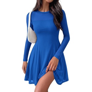image:imageBTFBM Womens Mini Dress Sheer Mesh Long Sleeve Flowy A Line Casual Cocktail Party Going Out Dresses 2026 Fall FashionBlue