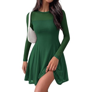 image:imageBTFBM Womens Mini Dress Sheer Mesh Long Sleeve Flowy A Line Casual Cocktail Party Going Out Dresses 2026 Fall FashionGreen