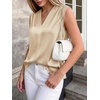 image:imageBTFBM Summer Tank Tops 2026 Satin Business Casual Outfits for Women Pleated Sleeveless Shirts Silk Spring Work BlousesApricot