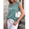 image:imageBTFBM Summer Tank Tops 2026 Satin Business Casual Outfits for Women Pleated Sleeveless Shirts Silk Spring Work BlousesAqua Blue