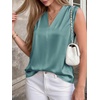 image:imageBTFBM Summer Tank Tops 2026 Satin Business Casual Outfits for Women Pleated Sleeveless Shirts Silk Spring Work BlousesAqua Blue