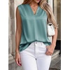 image:imageBTFBM Summer Tank Tops 2026 Satin Business Casual Outfits for Women Pleated Sleeveless Shirts Silk Spring Work BlousesAqua Blue