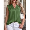 image:imageBTFBM Summer Tank Tops 2026 Satin Business Casual Outfits for Women Pleated Sleeveless Shirts Silk Spring Work BlousesArmy Green
