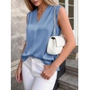 image:imageBTFBM Summer Tank Tops 2026 Satin Business Casual Outfits for Women Pleated Sleeveless Shirts Silk Spring Work BlousesBlue