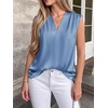image:imageBTFBM Summer Tank Tops 2026 Satin Business Casual Outfits for Women Pleated Sleeveless Shirts Silk Spring Work BlousesBlue