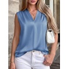 image:imageBTFBM Summer Tank Tops 2026 Satin Business Casual Outfits for Women Pleated Sleeveless Shirts Silk Spring Work BlousesBlue