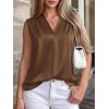 image:imageBTFBM Summer Tank Tops 2026 Satin Business Casual Outfits for Women Pleated Sleeveless Shirts Silk Spring Work BlousesBrown