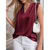 image:imageBTFBM Summer Tank Tops 2026 Satin Business Casual Outfits for Women Pleated Sleeveless Shirts Silk Spring Work BlousesBurgundy