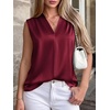 image:imageBTFBM Summer Tank Tops 2026 Satin Business Casual Outfits for Women Pleated Sleeveless Shirts Silk Spring Work BlousesBurgundy