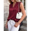 image:imageBTFBM Summer Tank Tops 2026 Satin Business Casual Outfits for Women Pleated Sleeveless Shirts Silk Spring Work BlousesBurgundy